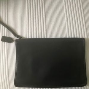 Vintage Navy Blue Coach Leather Portfolio Clutch